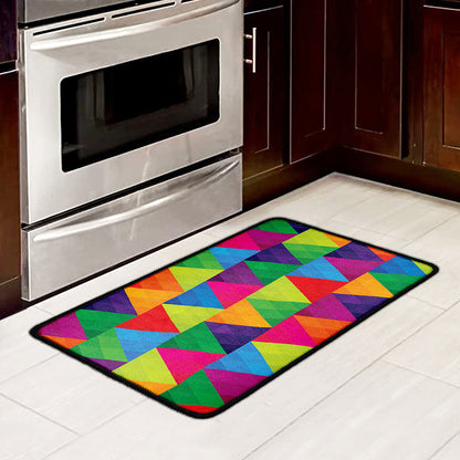 Rainbow Triangles Pattern Print Kitchen Mat