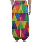 Rainbow Triangles Pattern Print Lantern Pants