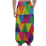 Rainbow Triangles Pattern Print Lantern Pants