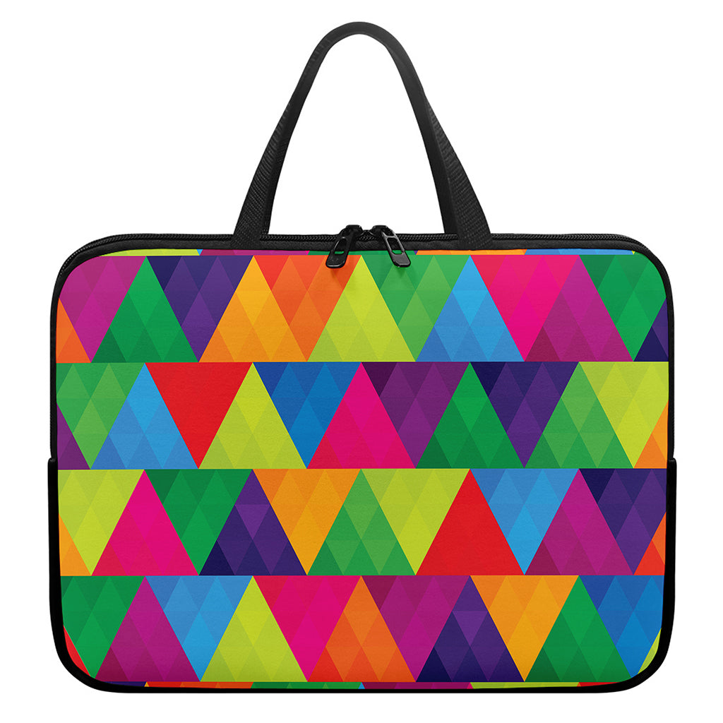 Rainbow Triangles Pattern Print Laptop Sleeve With Handle