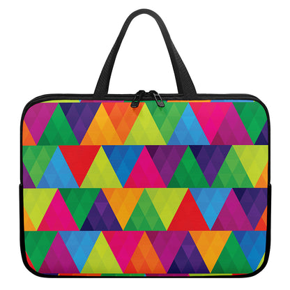 Rainbow Triangles Pattern Print Laptop Sleeve With Handle