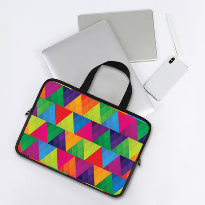 Rainbow Triangles Pattern Print Laptop Sleeve With Handle