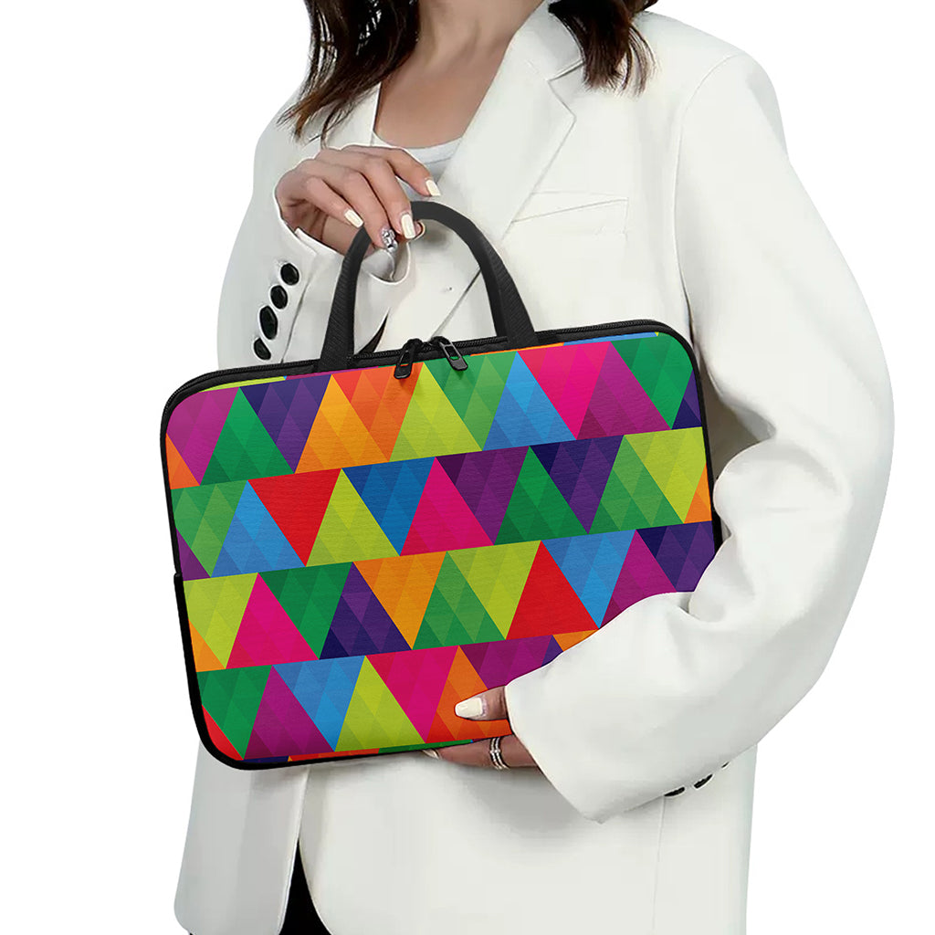 Rainbow Triangles Pattern Print Laptop Sleeve With Handle