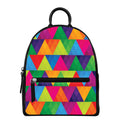 Rainbow Triangles Pattern Print Leather Backpack