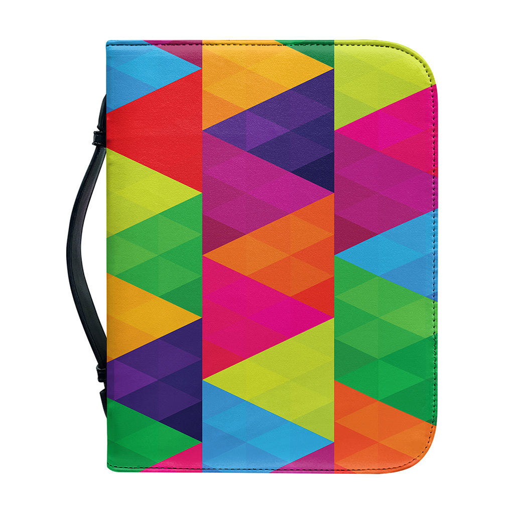 Rainbow Triangles Pattern Print Leather Bible Cover