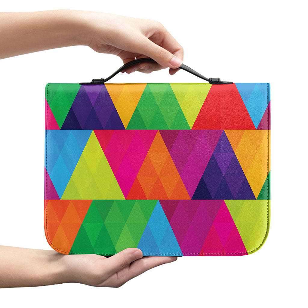 Rainbow Triangles Pattern Print Leather Bible Cover