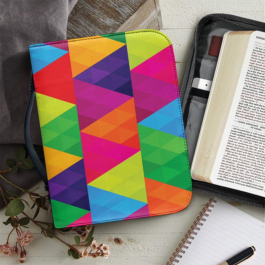 Rainbow Triangles Pattern Print Leather Bible Cover