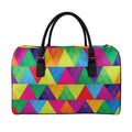 Rainbow Triangles Pattern Print Leather Duffel Bag