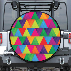 Rainbow Triangles Pattern Print Leather Spare Tire Cover