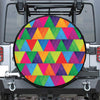 Rainbow Triangles Pattern Print Leather Spare Tire Cover