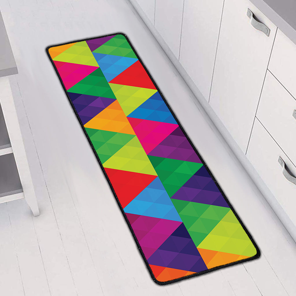 Rainbow Triangles Pattern Print Long Kitchen Mat