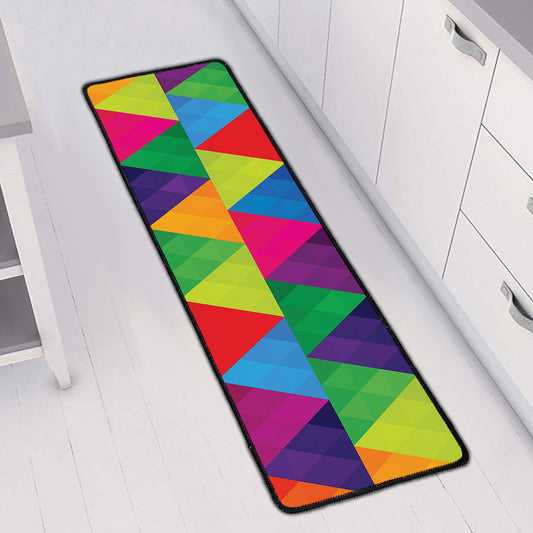 Rainbow Triangles Pattern Print Long Kitchen Mat