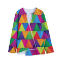 Rainbow Triangles Pattern Print Long Sleeve Short Coat
