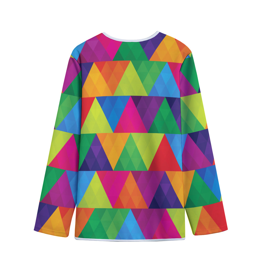 Rainbow Triangles Pattern Print Long Sleeve Short Coat