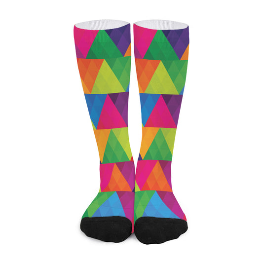 Rainbow Triangles Pattern Print Long Socks