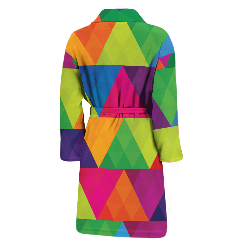 Rainbow Triangles Pattern Print Men's Bathrobe