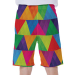 Rainbow Triangles Pattern Print Men's Beach Shorts