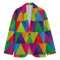 Rainbow Triangles Pattern Print Men's Blazer