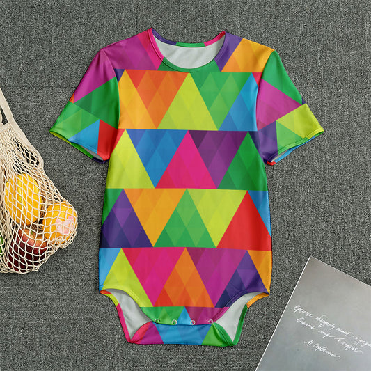 Rainbow Triangles Pattern Print Men's Bodysuit