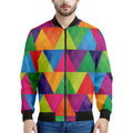 Rainbow Triangles Pattern Print Men's Bomber Jacket