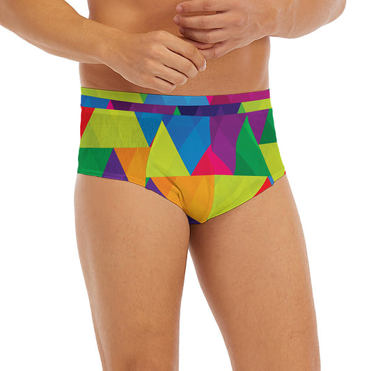 Rainbow Triangles Pattern Print Men's Briefs