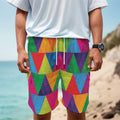 Rainbow Triangles Pattern Print Men's Cargo Shorts