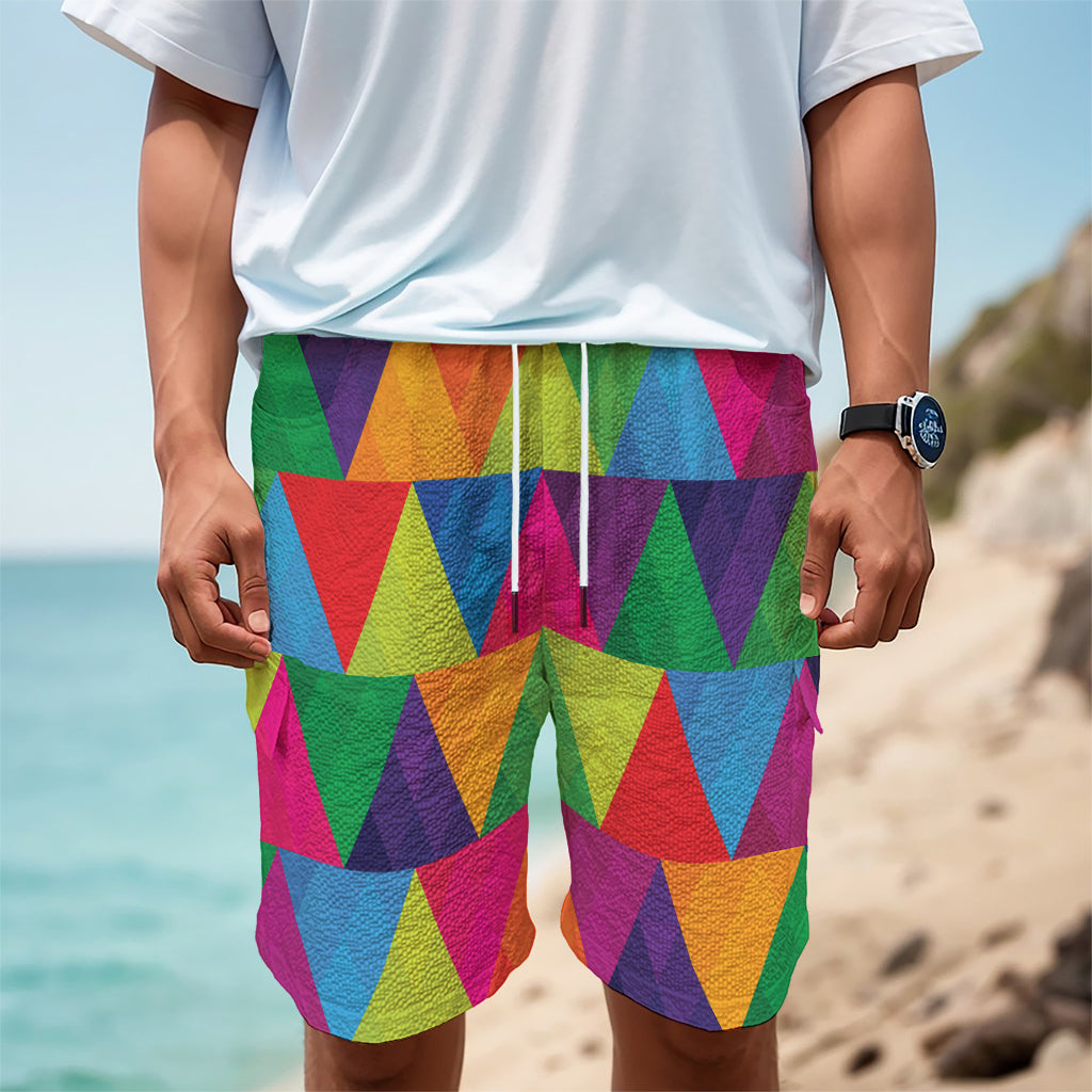 Rainbow Triangles Pattern Print Men's Cargo Shorts