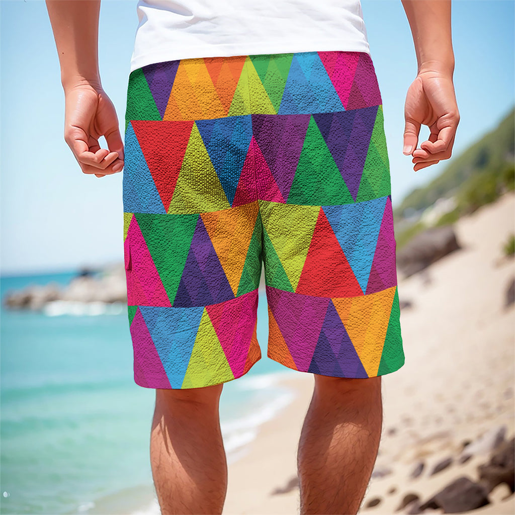 Rainbow Triangles Pattern Print Men's Cargo Shorts