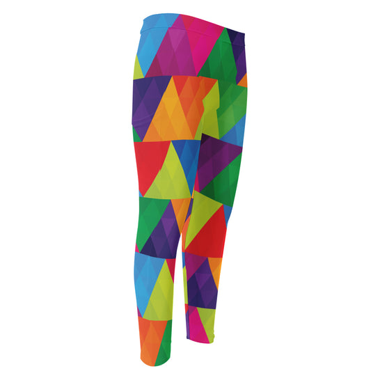 Rainbow Triangles Pattern Print Men's Compression Pants