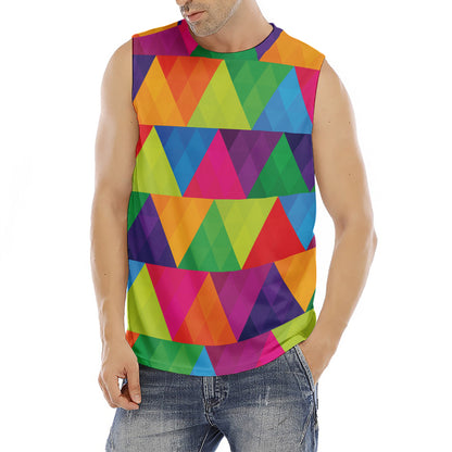 Rainbow Triangles Pattern Print Men's Fitness Tank Top