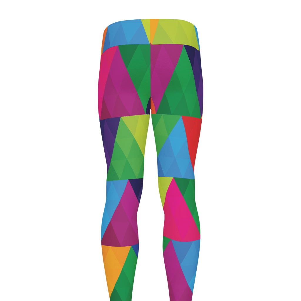 Rainbow Triangles Pattern Print Men's leggings