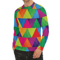 Rainbow Triangles Pattern Print Men's Long Sleeve Rash Guard