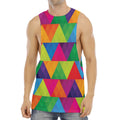 Rainbow Triangles Pattern Print Men's Muscle Tank Top