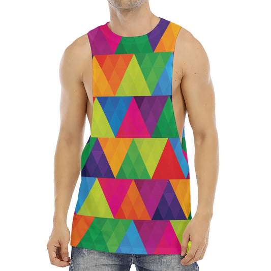 Rainbow Triangles Pattern Print Men's Muscle Tank Top