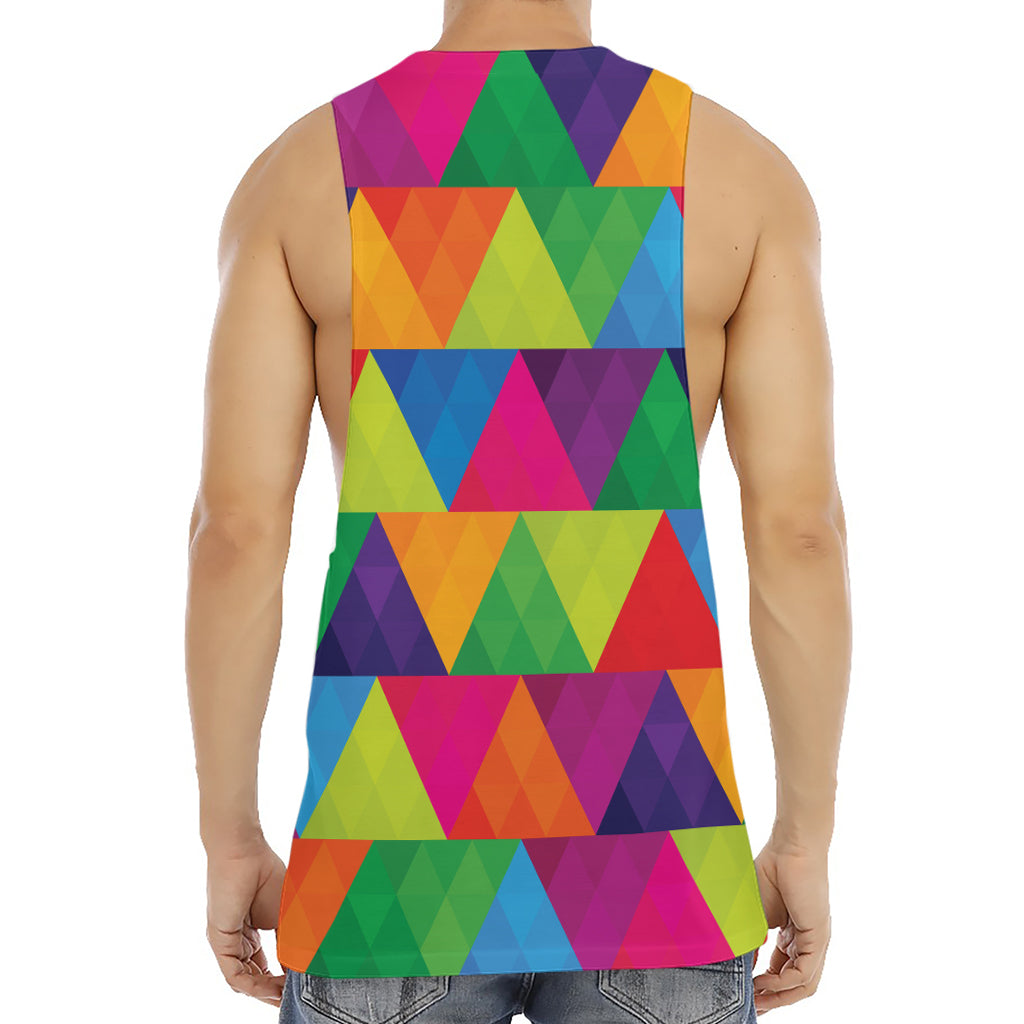 Rainbow Triangles Pattern Print Men's Muscle Tank Top