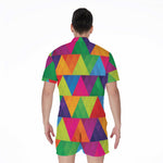 Rainbow Triangles Pattern Print Men's Rompers