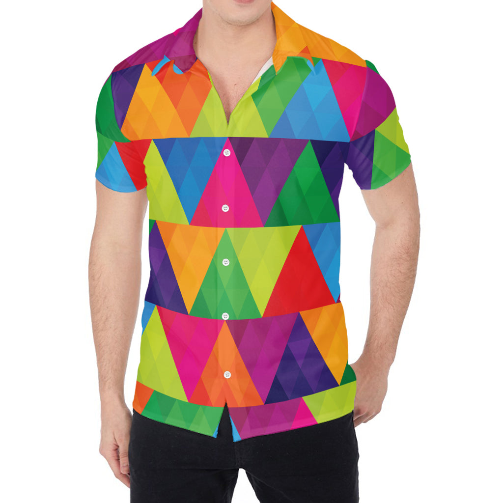 Rainbow Triangles Pattern Print Men's Shirt