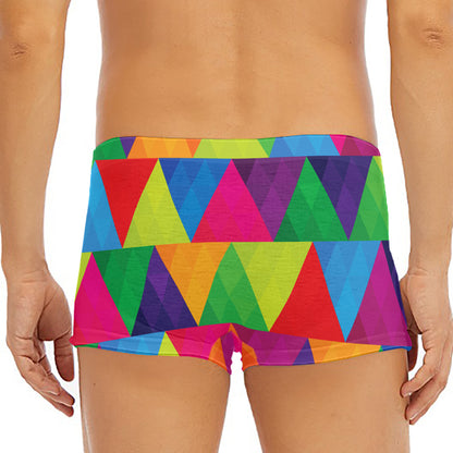 Rainbow Triangles Pattern Print Men's Short Boxer Briefs