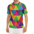 Rainbow Triangles Pattern Print Men's Short Sleeve Rash Guard
