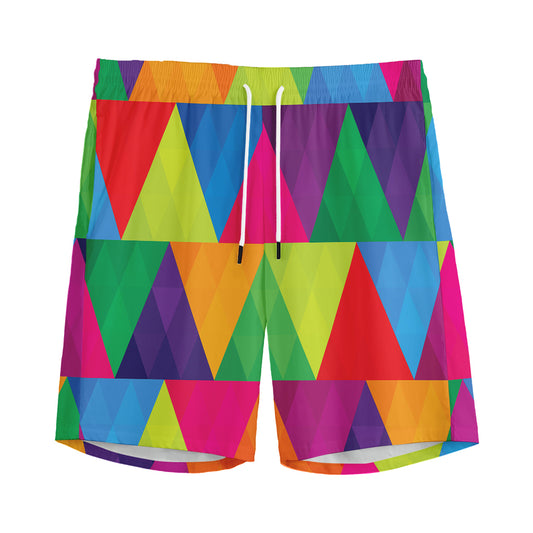 Rainbow Triangles Pattern Print Men's Sports Shorts