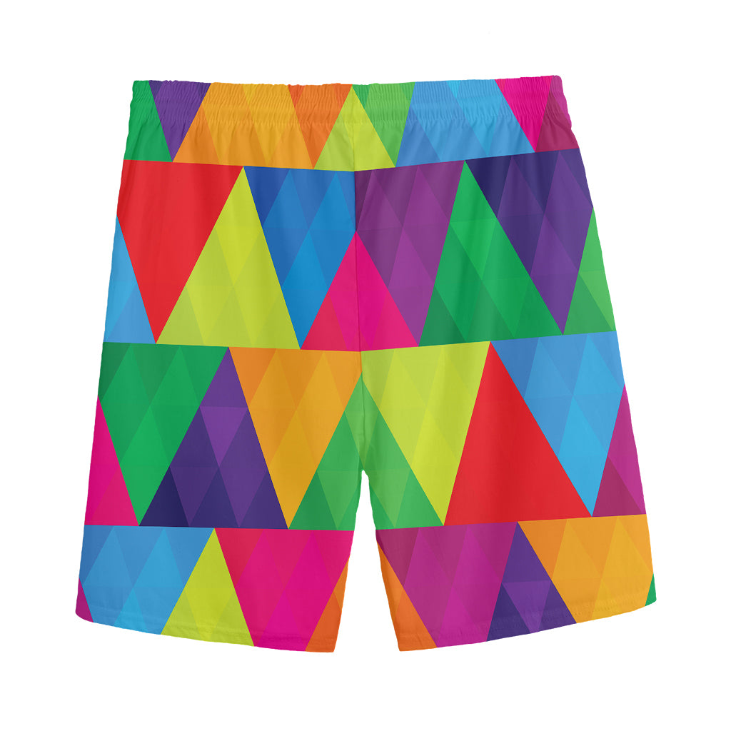 Rainbow Triangles Pattern Print Men's Sports Shorts
