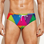 Rainbow Triangles Pattern Print Men's Swim Briefs