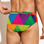 Rainbow Triangles Pattern Print Men's Swim Briefs
