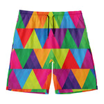 Rainbow Triangles Pattern Print Men's Swim Trunks