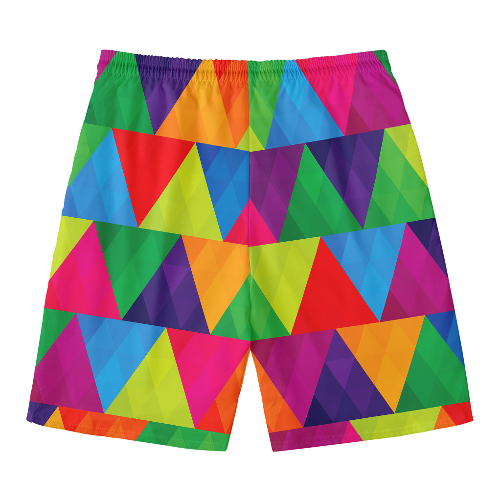 Rainbow Triangles Pattern Print Men's Swim Trunks