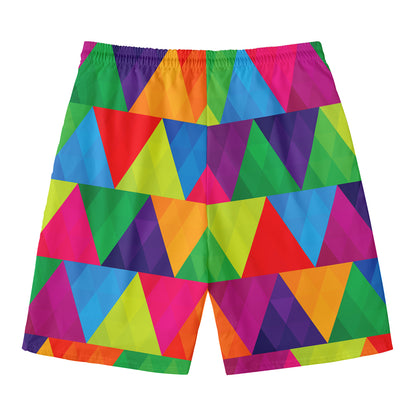 Rainbow Triangles Pattern Print Men's Swim Trunks