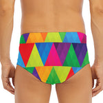 Rainbow Triangles Pattern Print Men's Triangle Swim Briefs
