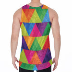 Rainbow Triangles Pattern Print Men's Velvet Tank Top