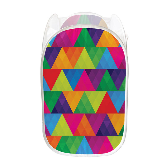 Rainbow Triangles Pattern Print Mesh Laundry Hamper