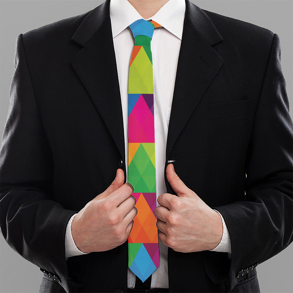 Rainbow Triangles Pattern Print Necktie